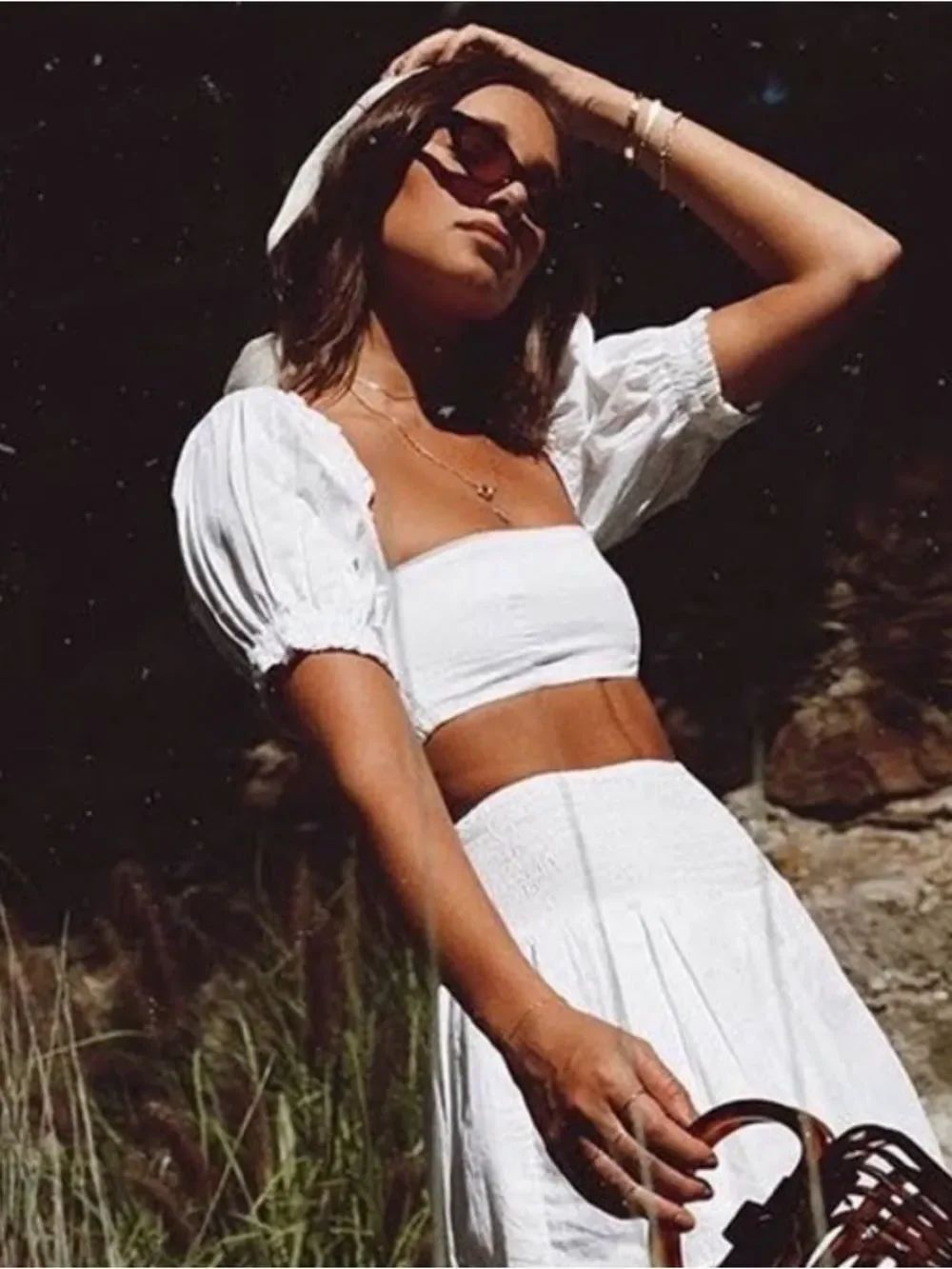 WeWoreWhat Coco Top White Puff Sleeve Size XS